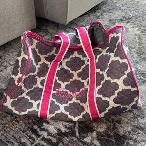 “Elizabeth” Quilted Tote Bag - Pink and Gray
